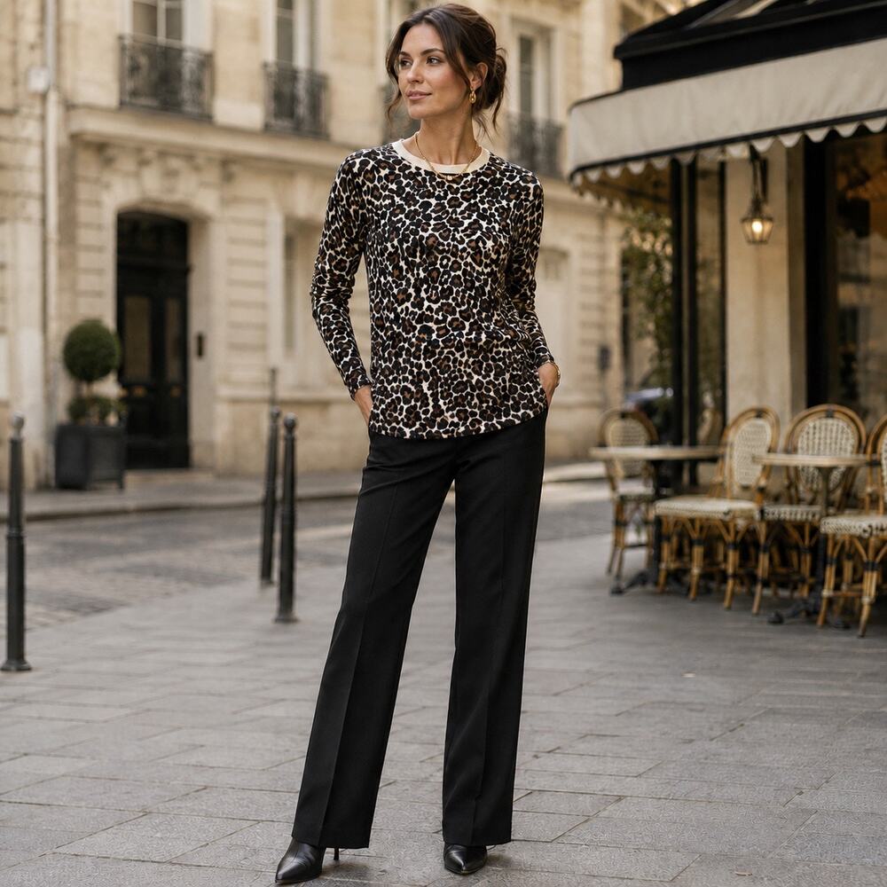 Parisian Chic Old Money J.Crew Tippi Leopard Merino Wool Sweater XS Prsitine